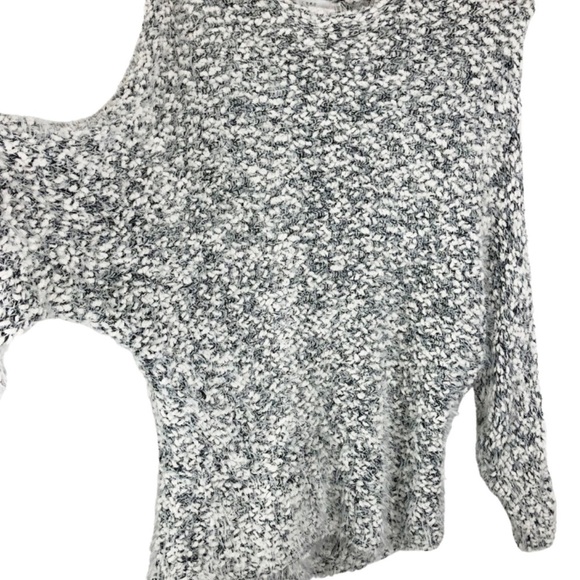 Nordstrom Women’s Lush Fuzzy Chunky Pullover Crewneck Grey Long Sleeve Sweater - Picture 9 of 16
